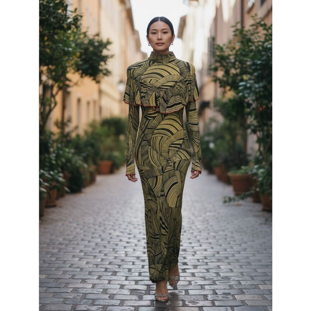 DE LA VALI JOSEPHINE LONG SLEEVE MAXI GOWN DRESS NWT Size 8